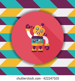 vintage robot flat icon with long shadow,eps 10