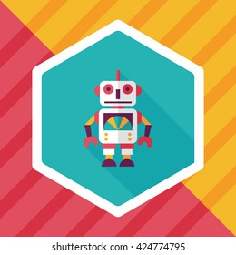 vintage robot flat icon with long shadow,eps 10