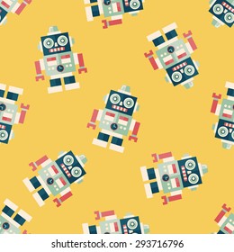 vintage robot flat icon,eps 10 seamless pattern background