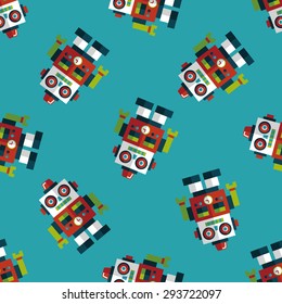 vintage robot flat icon,eps 10 seamless pattern background