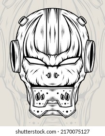 Vintage Robot Head. Premium Vector