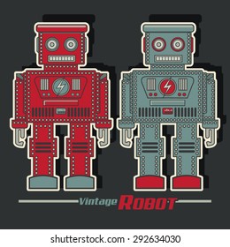 Vintage Robot Illustration, Typography, T-shirt Graphics, Vectors