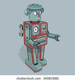 Vintage Robot Illustration, Typography, T-shirt Graphics, Vectors