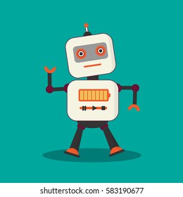Vintage Robot on green background