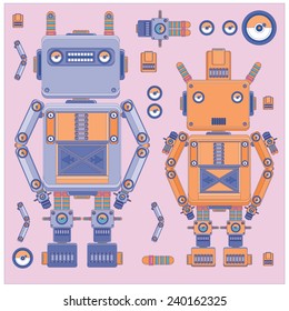 vintage robot on pink background