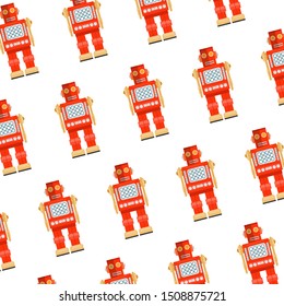 Vintage robot pattern background. Seamless pattern with robot background. Vector illustration.