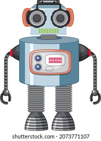 Vintage robot toy on white background illustration