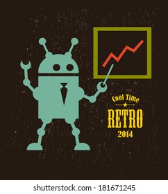 Vintage robot. Vector illustration of mechanic monster.
