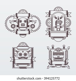 Vintage robots logo templates