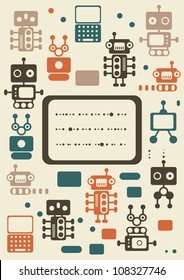vintage robots set with banner