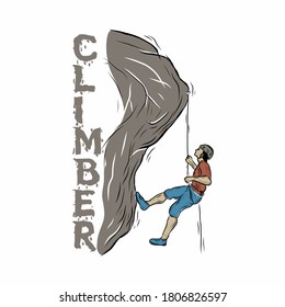 Vintage rock climber vector logo template