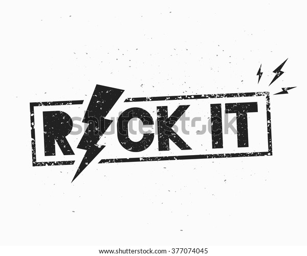 Vintage Rock Label. Rock It. Vector\
illustration with lightning. Template for your t-shirt, flyer,\
poster, banner, disc cover, cafe or some art\
works.