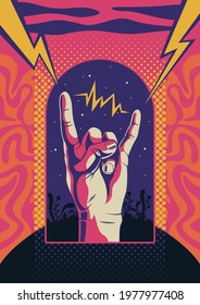 Vintage Rock Music Poster, 1960s Psychedelic Banners Stylization