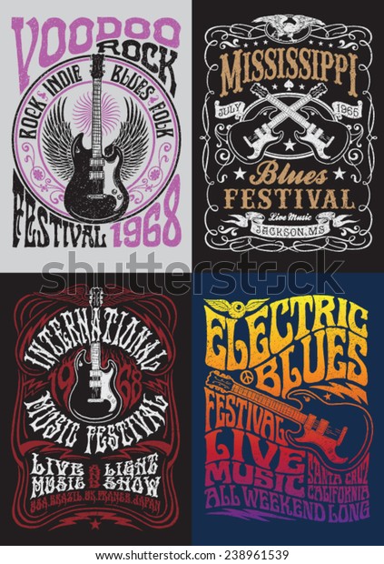 Vintage Rock Poster
T-shirt Design Set