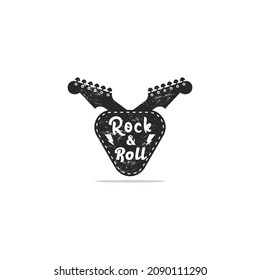 vintage rock and roll logo design, guitar neck and finger board,icon emblems , shirt graphic, illustration music idea template