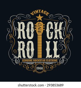 Vintage Rock And Roll Typographic For T-shirt ,tee Design,poster,vector Illustration