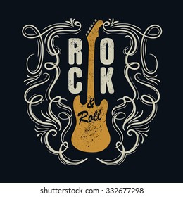 tipografía vintage de rock and roll para t-pantalones, diseño de té, afiche, volante, ilustración vectorial