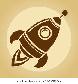 Vintage rocket in space