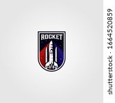 vintage rocket space shuttle logo vector badge illustration