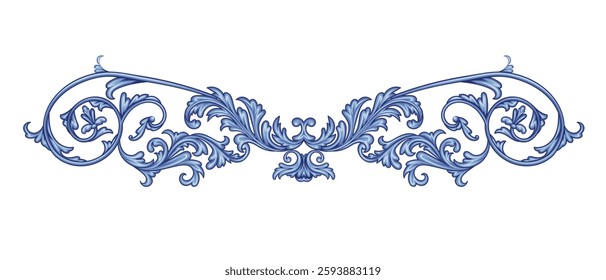 Vintage rococo decor with leaves and swirls. Victorian arabesque