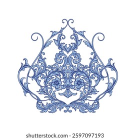Vintage rococo decor with leaves and swirls. Victorian arabesque