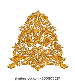 Vintage rococo decor with leaves and swirls. Victorian arabesque	