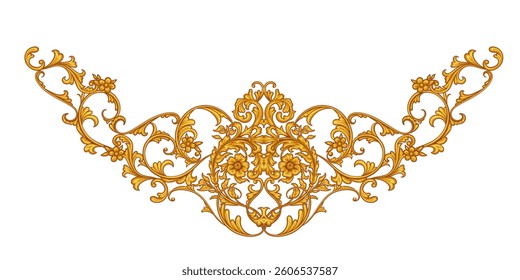 Vintage rococo decor with leaves and swirls. Victorian arabesque