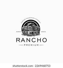 Vintage rodeo ranch wild west style house logo design