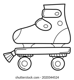 Vintage roller skate. Doodle. Hand-drawn black and white vector illustration. The design elements are isolated on a white background