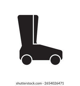 Vintage roller skate icon. Sleek two wheel boot design evoking nostalgic skating adventures.