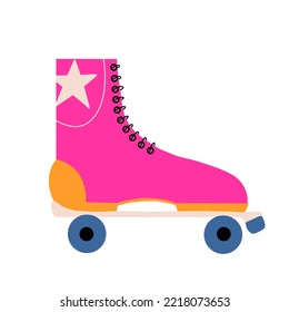 Patinaje de rodillos antiguos 90. Ilustración vectorial en estilo plano
