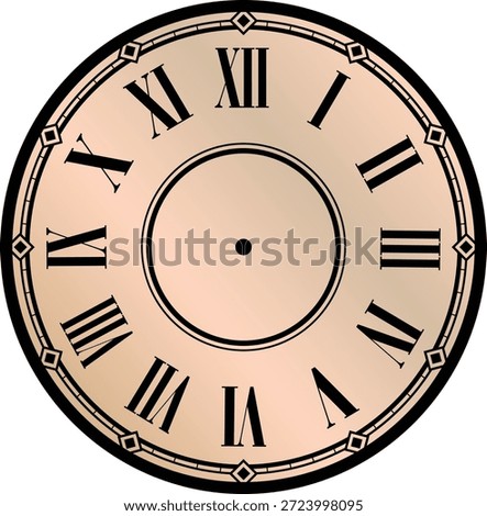 Vintage Roman Numeral Clock Dial Vector Design, Classic Antique Clock Face for Retro and Historical Illustrations