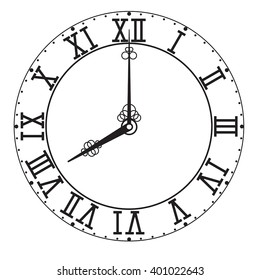 Elegant Roman Numeral Clock Vector Illustration Stock Vector (Royalty ...