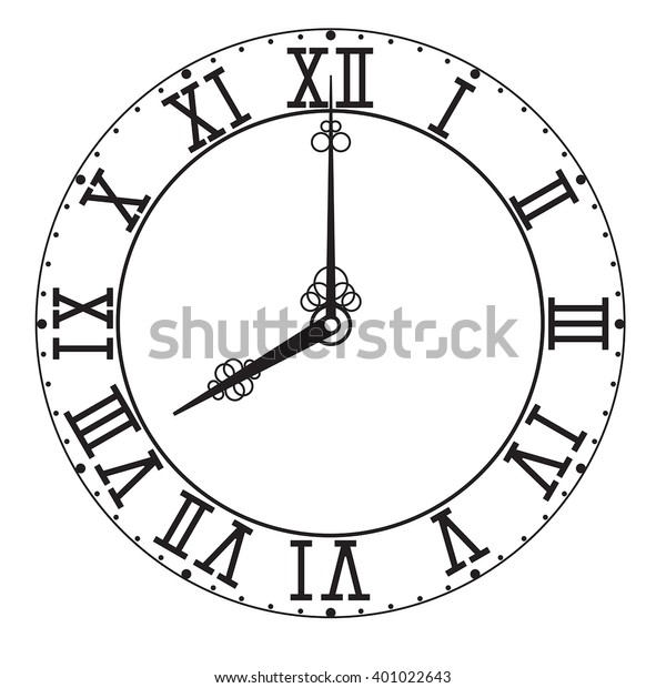 Vintage Roman Numeral Clock Vector Illustration Stock Vector