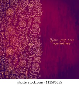 Vintage romantic background with bird. Bird, floral card with place for you text