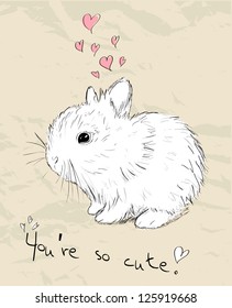 Vintage romantic card with cute animal. Vector illustration EPS8