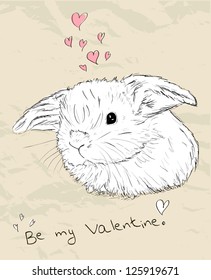 Vintage romantic card with cute animal. Vector illustration EPS8