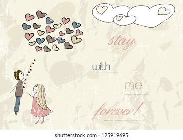 Vintage romantic card. Vector illustration EPS8