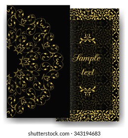 Vintage romantic cards. Floral decorations, leaves, flowers patterns ornaments. Vector. Luxury elegant. Retro template design for Restaurant, Royalty, Boutique, Hotel, Jewelry, Fashion, Real estate. 
