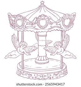 Vintage Romantic Carousel with Cupid.