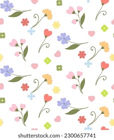 Vintage romantic floral background with rustic heart flowers, romantic moments, holidays, wallpaper design, fabric, holiday wrapping