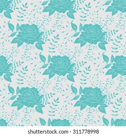 Vintage Romantic Floral Seamless Pattern with hand drawn doodle roses. Vector repeating background for festival cards decoration, textile and wallpaper