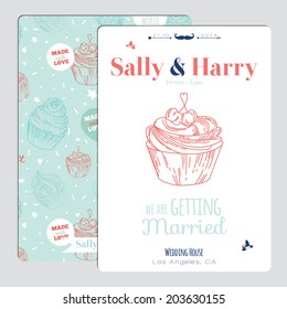 Vintage romantic flowers Save the Date invitation in bright colors in vector. Stylish wedding romantic collection template with greeting labels, ribbons, hearts, flowers, arrows, wreaths, laurel.