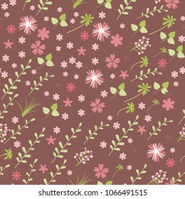 Vintage romantic vector trendy seamless pattern (tiling). Abstract flowers with soft colors for your design