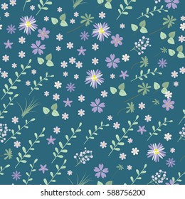 Vintage romantic vector trendy seamless pattern (tiling). Abstract flowers with soft colors for your design