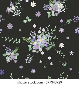 Vintage romantic vector trendy seamless pattern (tiling). Abstract flowers with soft colors for your design