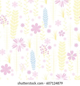 Vintage romantic vector trendy seamless pattern (tiling). Abstract flowers with soft colors for your design