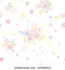 Vintage romantic vector trendy seamless pattern (tiling). Abstract flowers with soft colors for your design