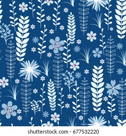 Vintage romantic vector trendy seamless pattern (tiling). Abstract flowers with soft colors for your design
