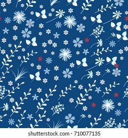 Vintage romantic vector trendy seamless pattern (tiling). Abstract flowers with soft colors for your design